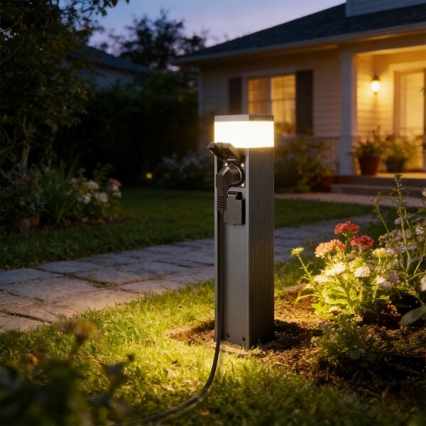Brilagi -Venkovní lampa se 2 zásuvkami SCHUKO PILLAR 1xG9/11W/230V IP44 antracit