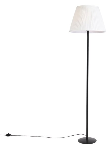 Moderní stojací lampa černá s bílým plisovaným stínítkem 45 cm - Simplo