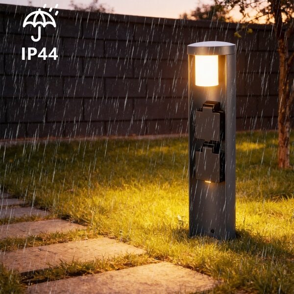 Brilagi - Venkovní lampa se 2 zásuvkami SCHUKO PILLAR 1xG9/11W/230V IP44 antrac