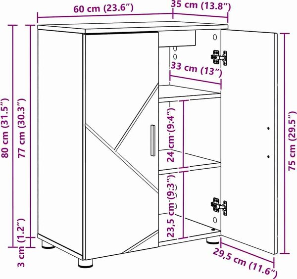 VidaXL Koupelnová skříň 60 x 35 x 80 cm [883311] Barva: Betonová šedá