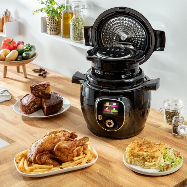 Tefal - Multifun. elektrický tlakový hrnec s příslušenstvím 6 l 1600W/230V černá