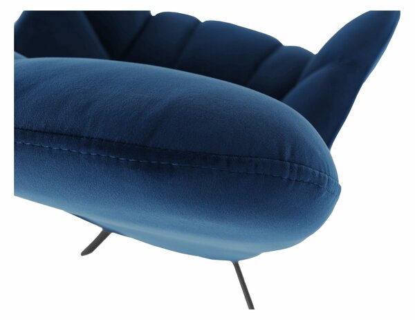 Designové otočné křeslo, modrá Velvet látka/černá, Tempo Kondela KOMODO