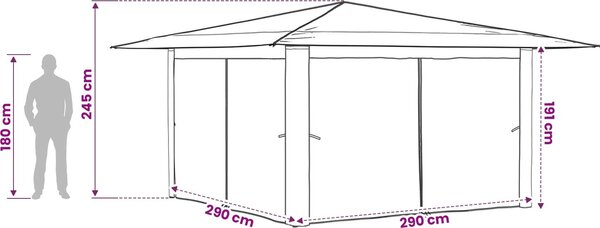 VidaXL Altánek se 4 bočními stěnami 4 x 4 m [42036823] Barva: světle šedá a antracitová