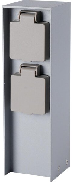 Brilagi - Venkovní zásuvkový sloupek PILLAR 2Z SCHUKO 230V IP44 stříbrná
