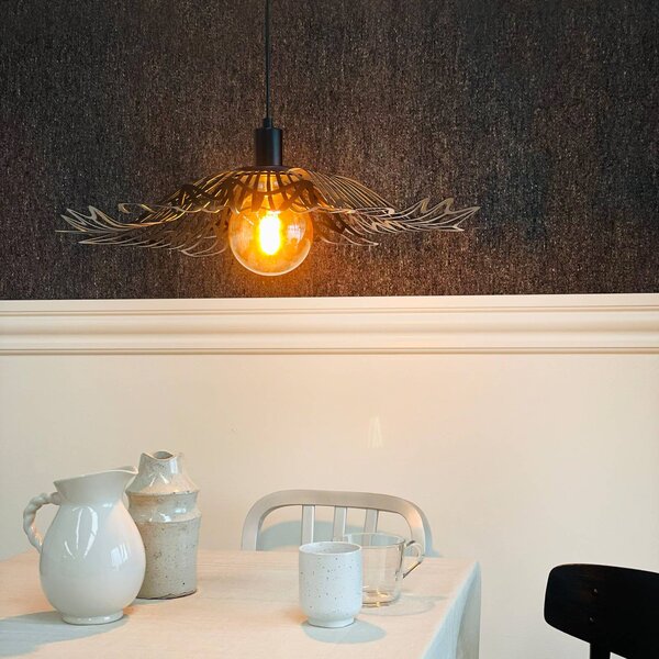 Dyberg Larsen Závěsné světlo Flora, matná černá, Ø 60 cm, kov, stmívatelný, Černá, Obývací pokoj / jídelna, kov, Design