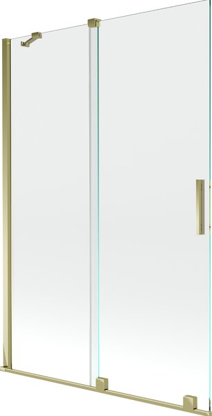 MEXEN - Velar zástěna vanová, 2-křídlo, 120x150 cm - transparentní - posuvná - zlatá - 896-120-000-01-50