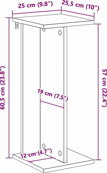 VidaXL Stojan na rostliny 25 x 25,5 x 60,5 cm [899672] Barva: Staré dřevo