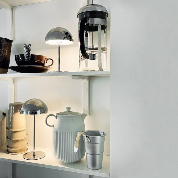 Dyberg Larsen LED stolní lampa Along, chrom, sada 2 ks, stmívatelný, Obývací pokoj / jídelna, kov, Skandinávský
