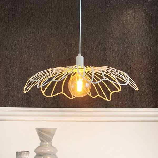 Dyberg Larsen závěsné světlo BLUMEN, perlově bílé, Ø 60 cm, kov, stmívatelný, Bílá / opál, Obývací pokoj / jídelna, kov, Design