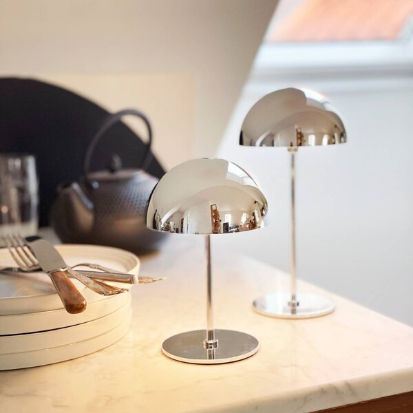 Dyberg Larsen LED stolní lampa Along, chrom, sada 2 ks, stmívatelný, Obývací pokoj / jídelna, kov, Skandinávský