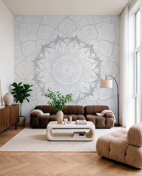 Fototapety Kulatá mandala, tapeta pro prostor na jógu nebo pro harmonizaci osobního prostoru. Nástěnná, Fototapety designové, w01088v2 : uwalls.cz