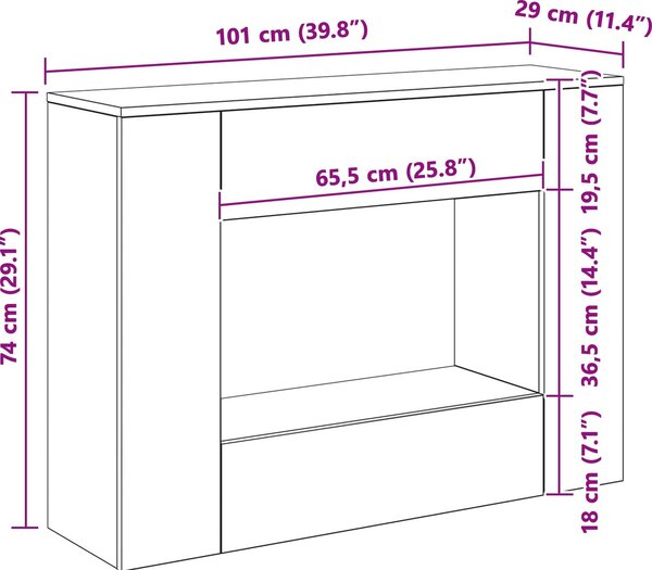 VidaXL 101 x 29 x 74 cm [899868] Barva: Řemeslný dub