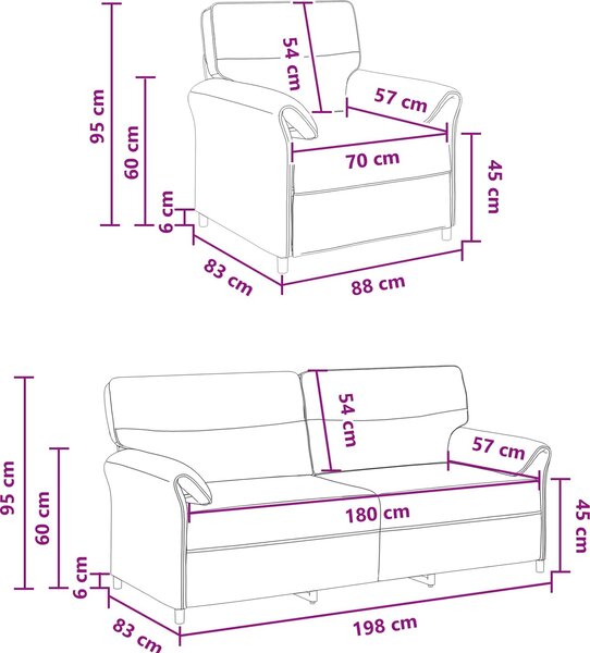 VidaXL Set pohovek 2 ks Textil [3424884] Barva: tmavě hnědá
