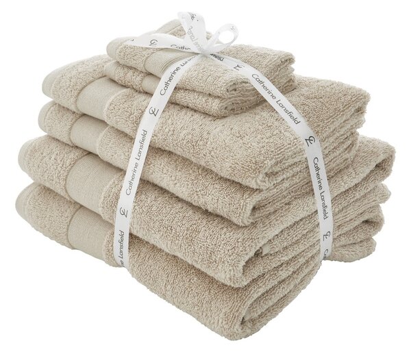 Béžové froté bavlněné ručníky a osušky v sadě 6 ks Anti-Bacterial – Catherine Lansfield