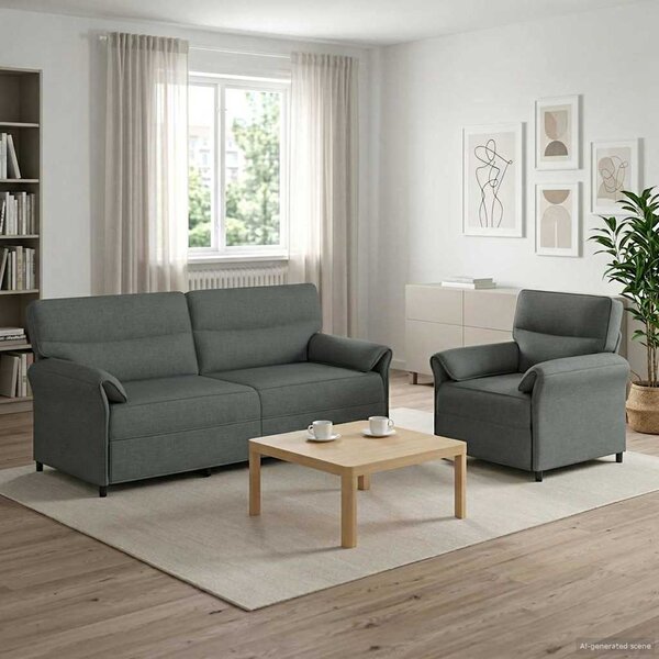 VidaXL Set pohovek 2 ks Textil [3424884] Barva: tmavě hnědá