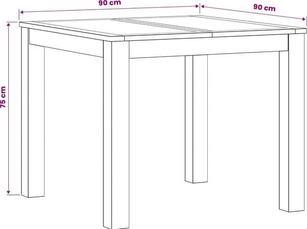 VidaXL Jídelní stůl 90 x 90 x 75 cm Masivní dubové dřevo Přírodní [42039176]