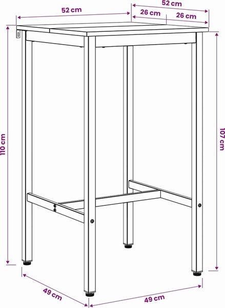 VidaXL Barový stůl 52 x 52 x 110 cm Kompozitní dřevo [8006143] Barva: dub artisan