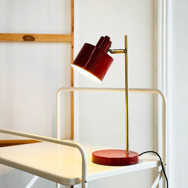 Dyberg Larsen stolní lampa Ocean, tmavě červená, výška 43 cm, Červená, Obývací pokoj / jídelna, kov, Design
