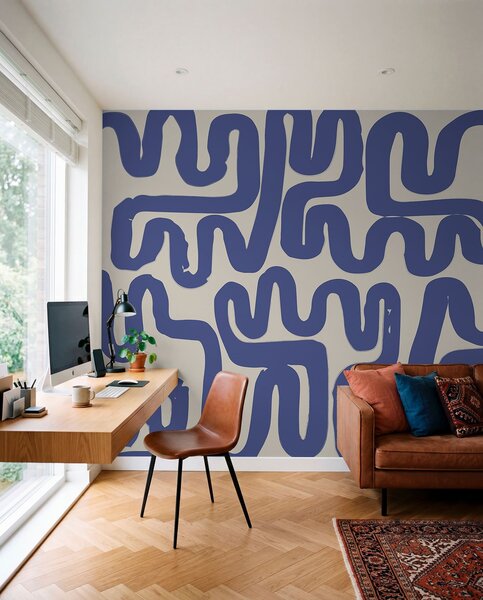 Fototapety Modré navíjecí čáry, Fototapety moderní, w01686 : uwalls.cz