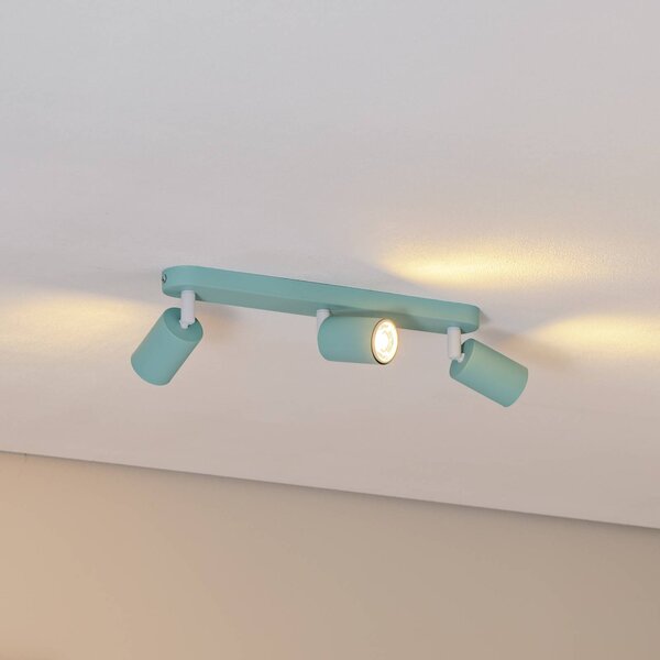 TK Lighting Stropní bodové světlo Livia, mintově zelené, 52 cm, 3-bodové, kov, GU10, stmívatelný, Zelená, Dětský pokoj, kov