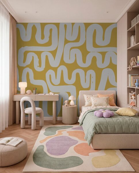 Fototapety Žluté navíjecí čáry, Fototapety designové, w01686v1 : uwalls.cz