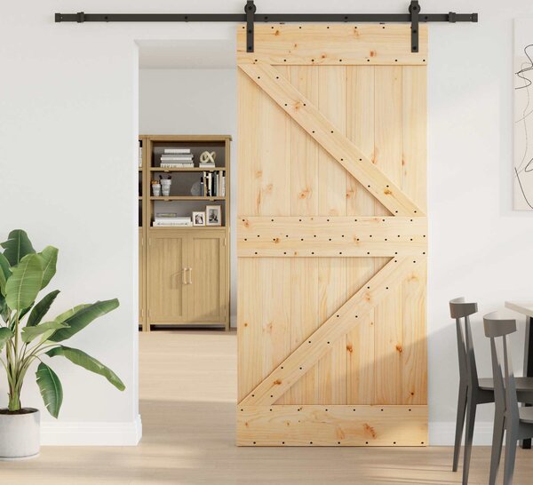 VidaXL Posuvné dveře NARVIK 80 x 210 cm (213,5 cm) Přirozená a černá [3445212]