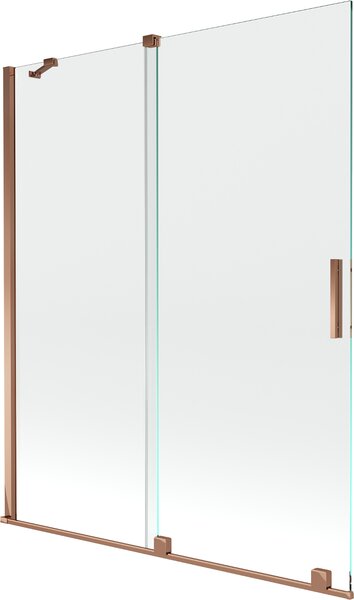 MEXEN - Velar zástěna vanová, 2-křídlo, 140x150 cm - transparentní - posuvná - růžově zlatá - 896-140-000-01-60