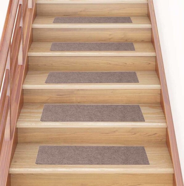 VidaXL Schodové rohože samolepicí 15 ks 76 x 20 cm obdélníkové [326928] Barva: světle hnědá