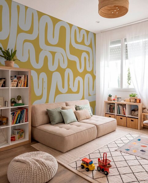 Fototapety Žluté navíjecí čáry, Fototapety designové, w01686v1 : uwalls.cz