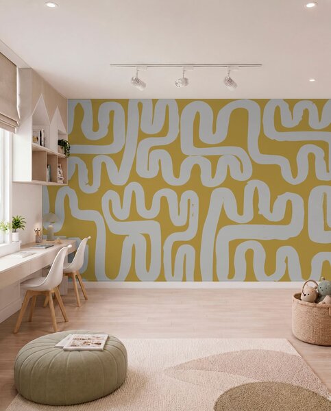 Fototapety Žluté navíjecí čáry, Fototapety designové, w01686v1 : uwalls.cz