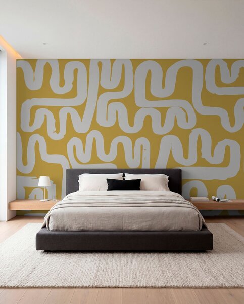 Fototapety Žluté navíjecí čáry, Fototapety designové, w01686v1 : uwalls.cz