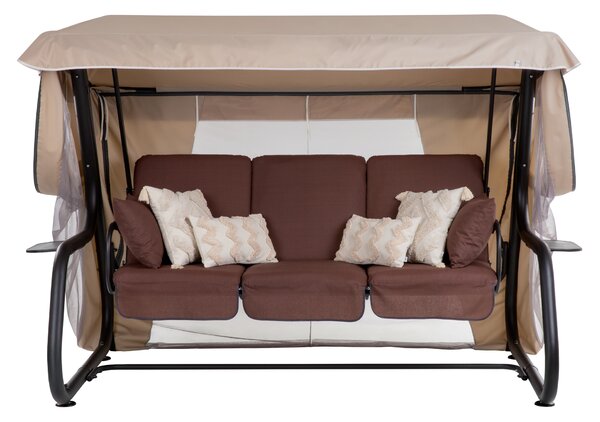 Zahradní houpačka Venezia Lux s moskytiérou, polštářky a bočními stolky H047-04PB PATIO 448549