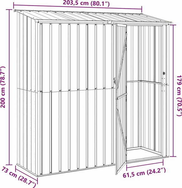 VidaXL Zahradní kůlny 203,5 x 73 x 200 cm Kov [42011302] Barva: Antracit