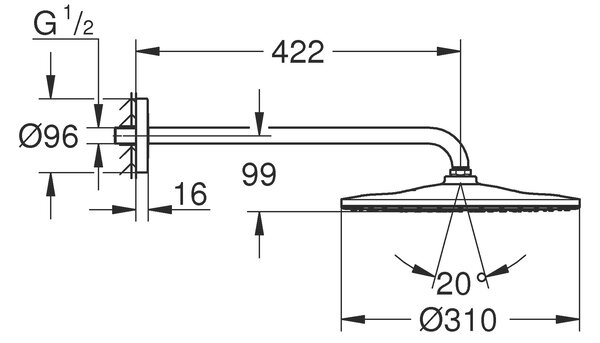 Grohe Rainshower hlavová sprchá s ramenem x cm kulatý || 26558AL0