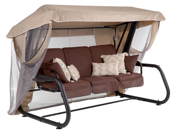 Zahradní houpačka Venezia Lux s moskytiérou, polštářky a bočními stolky H047-04PB PATIO 448549