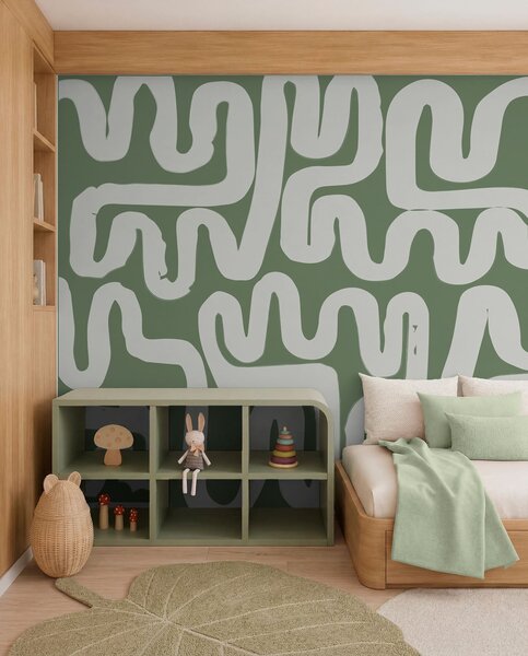 Fototapety Zelené navíjecí čáry, Fototapety abstraktní, w01686v3 : uwalls.cz