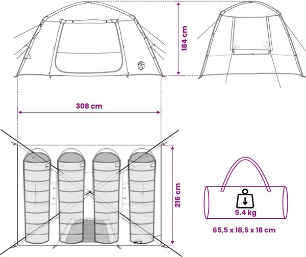 VidaXL Chata stan se střechou 300 x 210 x 156 cm Polyester [42028514] Barva: Armádní zelená