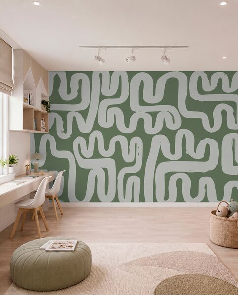 Fototapety Zelené navíjecí čáry, Fototapety abstraktní, w01686v3 : uwalls.cz