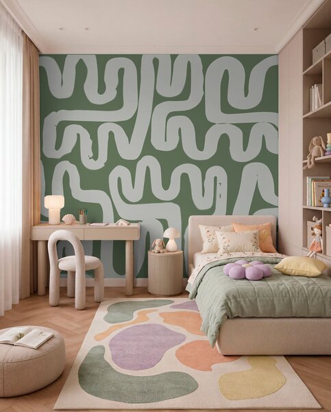 Fototapety Zelené navíjecí čáry, Fototapety abstraktní, w01686v3 : uwalls.cz