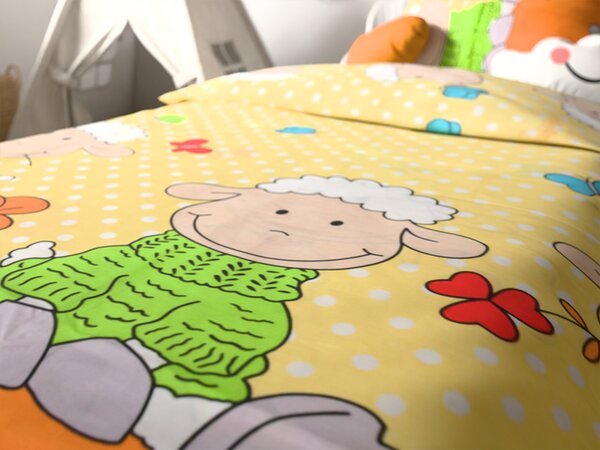 Bavlněné povlečení do postýlky OVEČKY žluté Rozměr povlečení: 45 x 65 cm | 90 x 135 cm