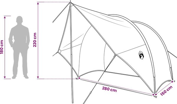 VidaXL Zadní markýza odolná vůči vodě 405 x 280 x 220 cm [42028562] Barva: Armádní zelená