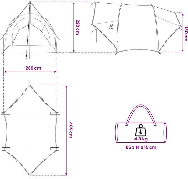 VidaXL Zadní markýza odolná vůči vodě 405 x 280 x 220 cm [42028562] Barva: Armádní zelená