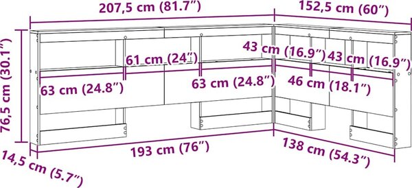 VidaXL Úložné čelo postele Kompozitní dřevo [3335556] Barva: dub sonoma
