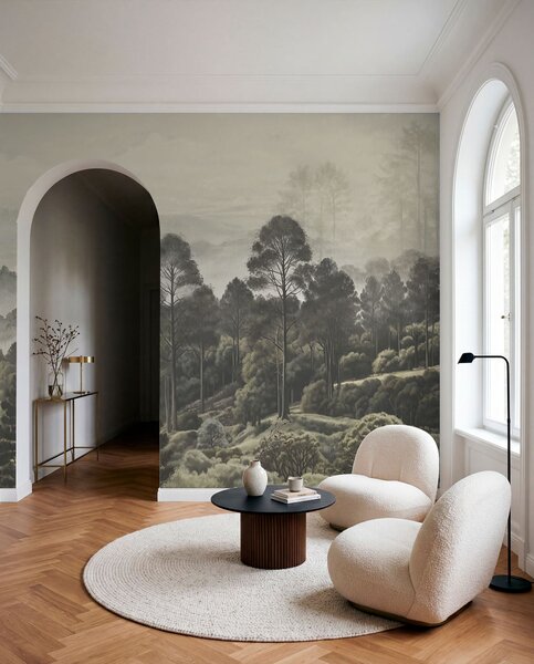 Fototapety Hustý les a mlhavé údolí, Fototapety příroda, w01871 : uwalls.cz
