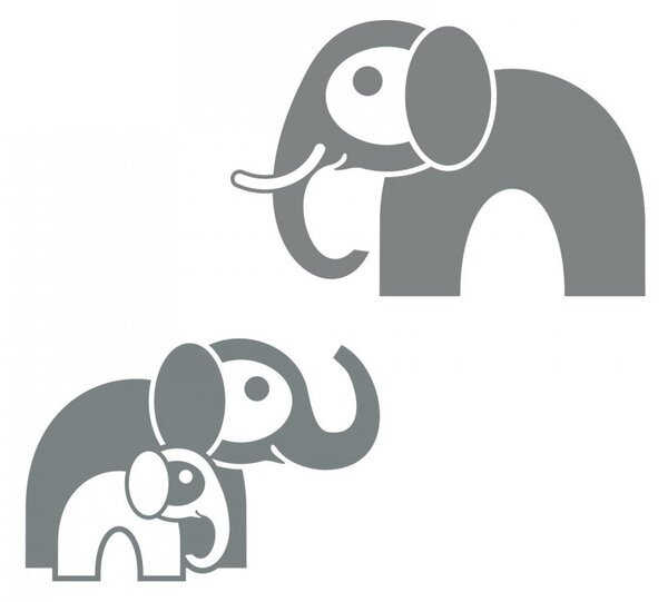 Sloni - dětské samolepky na zeď zvířátka ze safari bílá