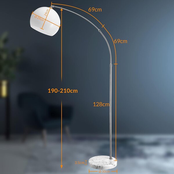 Deuba Designová oblouková stojanová lampa s mramorovou základnou - nastavitelná 190 - 200 cm