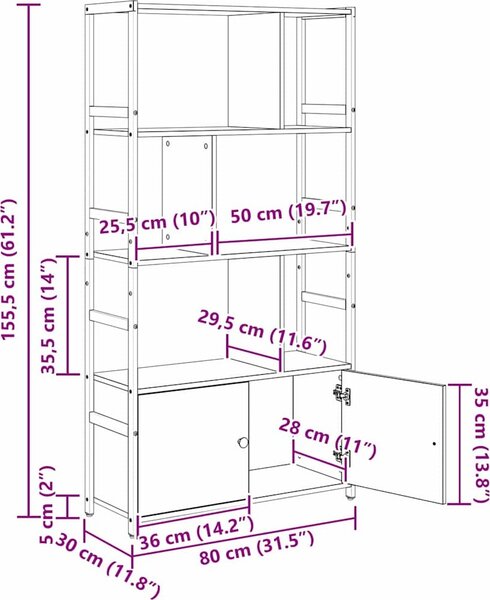 VidaXL Knihovna 80 x 30 x 155,5 cm Kompozitní dřevo [868442] Barva: kouřový dub