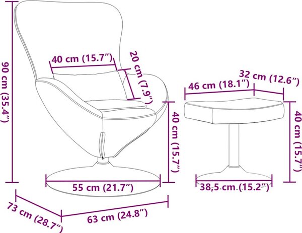 VidaXL Vajíčková židle s podnožkou samet [42002754] Barva: Černá