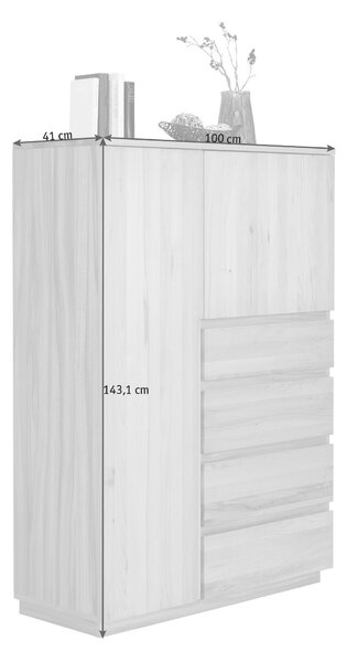 KOMODA, jádrový buk, barvy buku, 100/143,1/41 cm Linea Natura - Široké komody