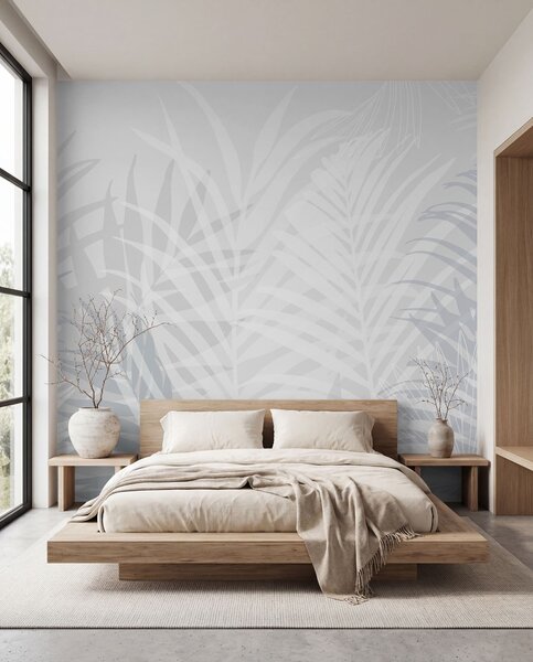 Fototapety Trendy tropické listy světle modré, Fototapety příroda, w02026v3 : uwalls.cz